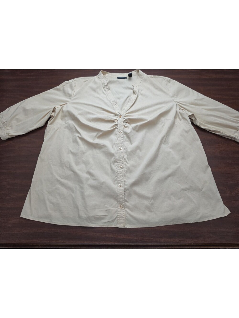 Apostrophe Women Tan Button Down Shirt 24W Plus Size Career Minimalist Blouse